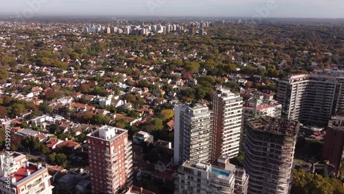 drone flight over the buildings and skyscrapers at vicente lopez the san isidro residential area in buenos aires in argentina