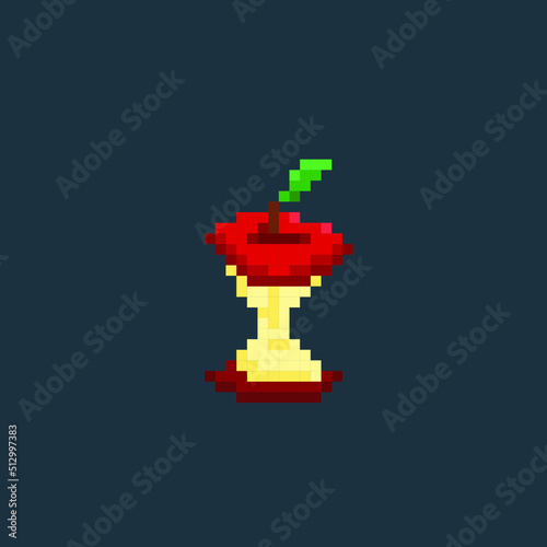 eaten apple in pixel art style