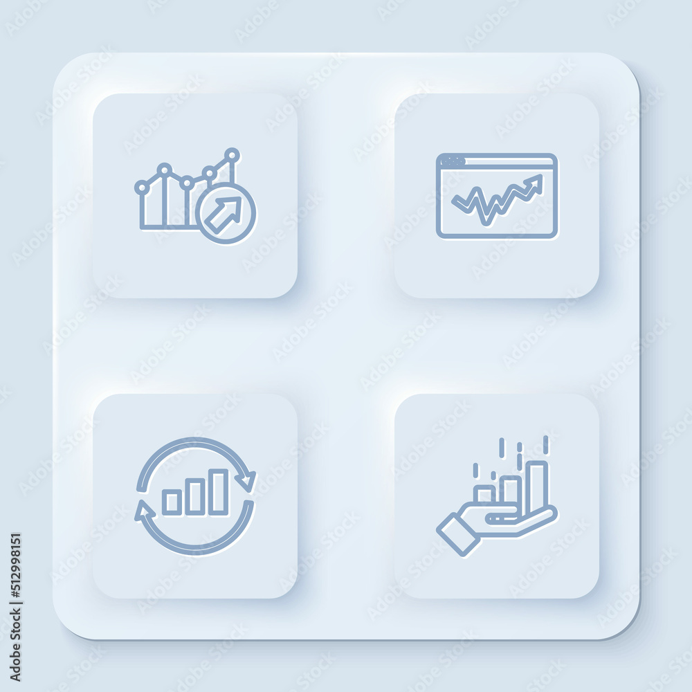 Set line Financial growth, Graph chart infographic, and . White square button. Vector Set line Financial growth, Graph chart infographic, and . White square button. Vector