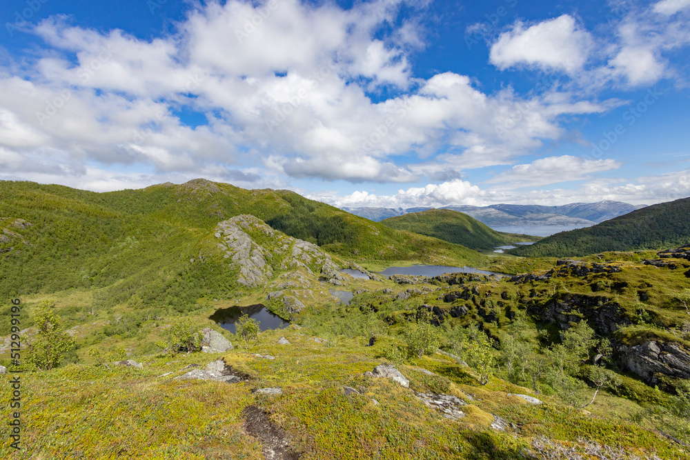 On a mountain trip to Kaukarpallen mountains a great summer day , Northern Norway- Europe	