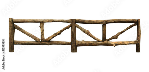 Wooden fence (with clipping path) isolated on white background