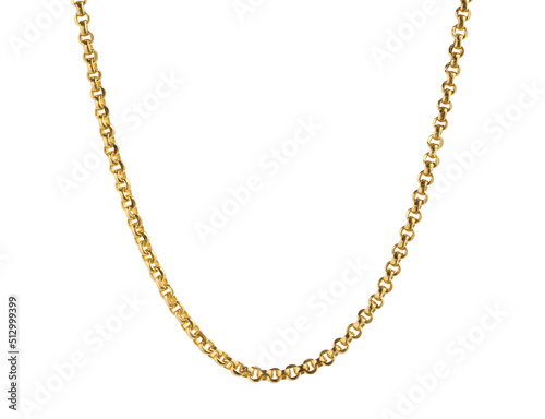 Gold necklace (with clipping path) isolated on white background