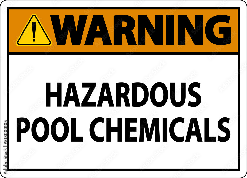 Warning Hazardous Pool Chemicals On White Background