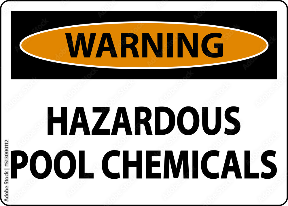 Warning Hazardous Pool Chemicals On White Background