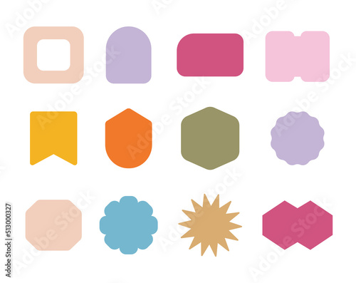 Line Art chunky Hippie Retro hippie Abstract shape stickers, psychedelic groovy set bundle elements. Cute vintage icons Sticker Label in 70s, 80s, 90s style. Flat illustration, design templates.