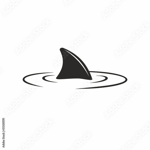 Vector illustration of shark fin or killer whale black and white predatory mammal of the sea and ocean