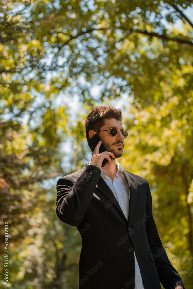 Businessman with his phone talking