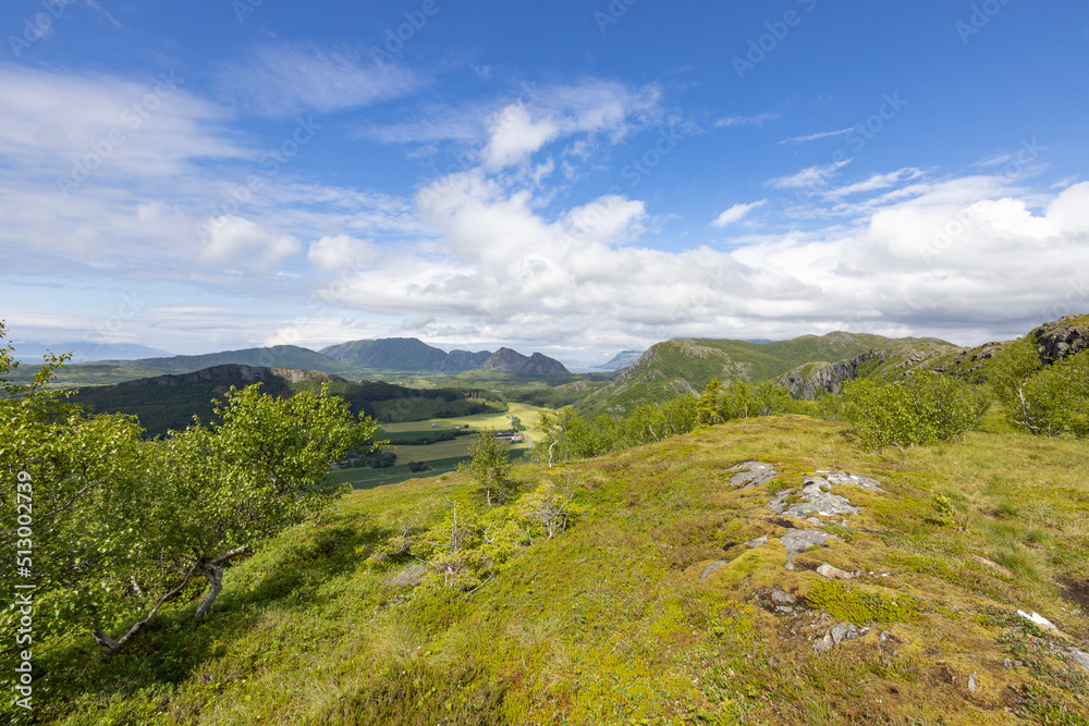 Naklejka premium On a mountain hike to Kaukarpallen mountains a great summer day, Northern Norway- Europe 