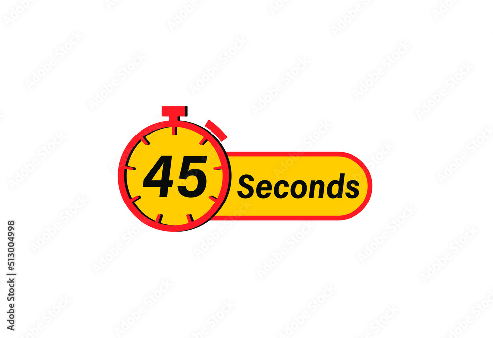 45 Seconds timers Clocks, Timer 45 sec icon, countdown icon. Time measure. Chronometer icon isolated on white background 45 Seconds timers Clocks, Timer 45 sec icon, countdown icon. Time measure. Chronometer icon isolated on white background