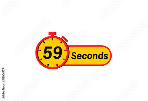 59 Seconds timers Clocks, Timer 59 sec icon, countdown icon. Time measure. Chronometer icon isolated on white background