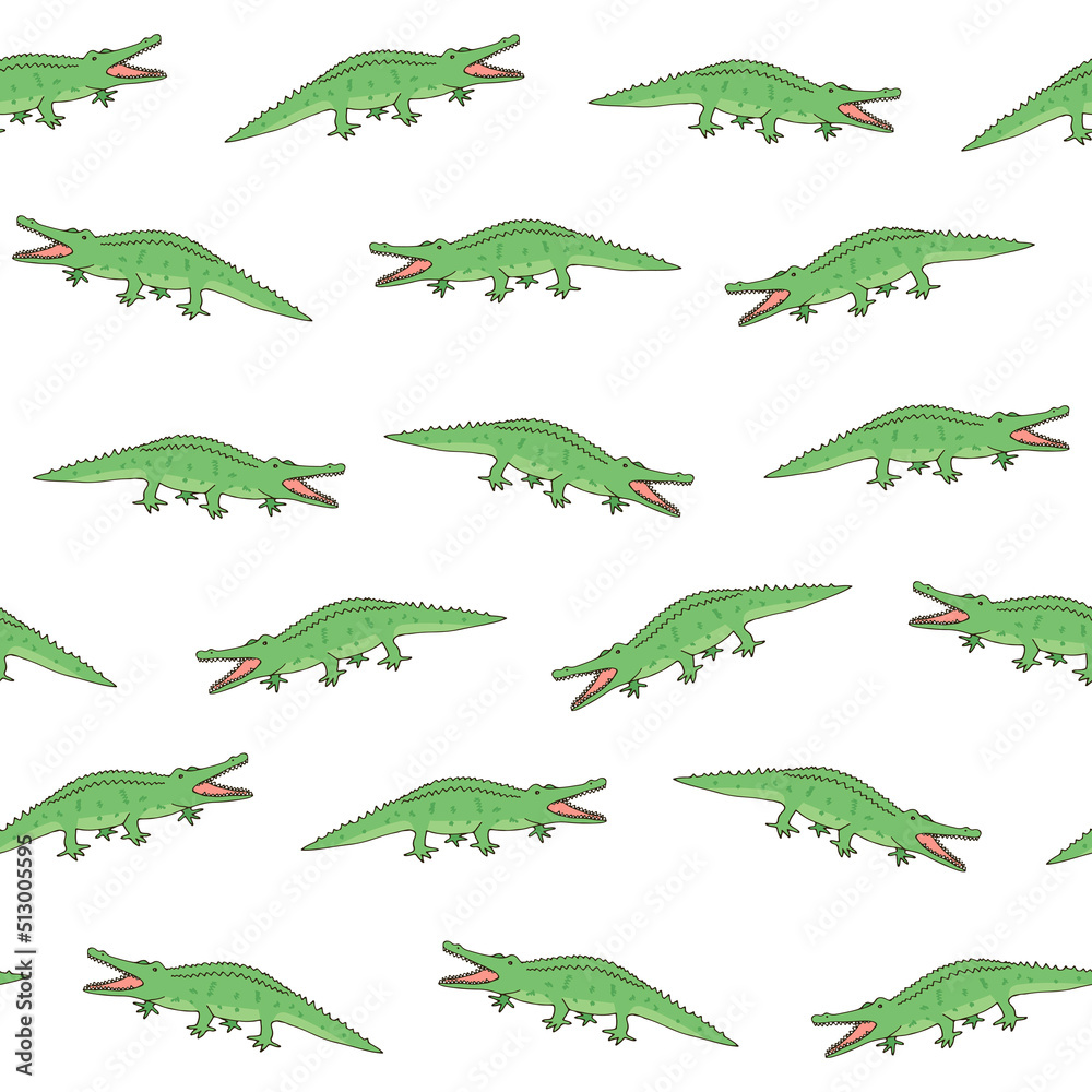 Fototapeta premium Crocodile simple seamless vector pattern