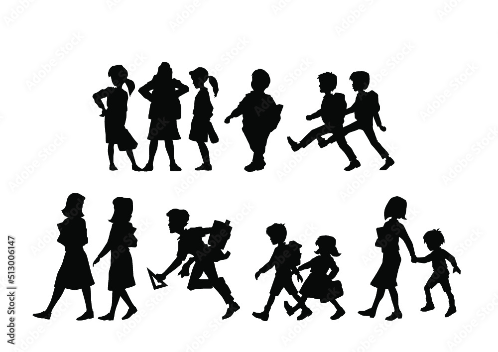 school children silhouettes