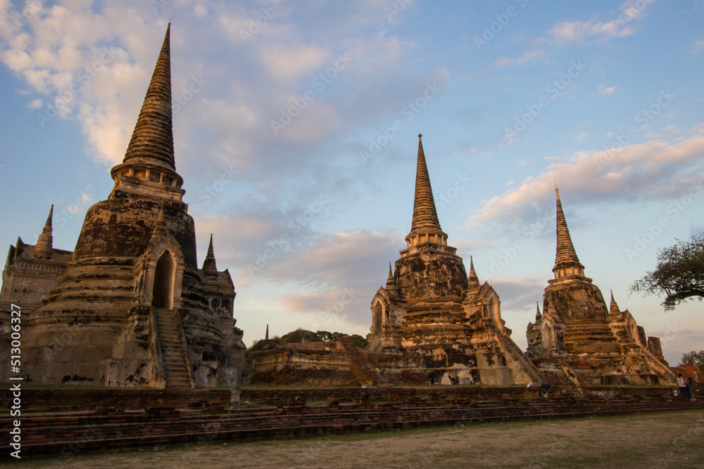 Beautiful pagodas of Wat Phra Si Sanphet,Ayutthaya Historical Park,Phra Nakorn Si Ayutthaya,Thailand.