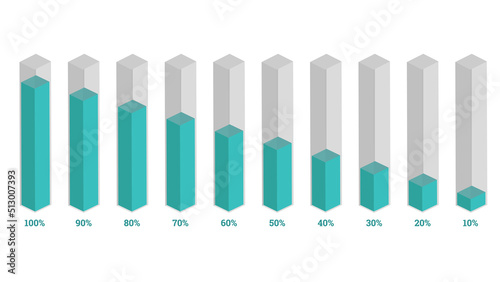 percentage infographics vector illustration in shape of isometric bars