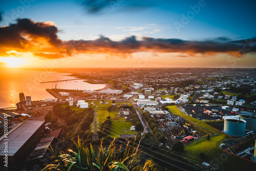 Scenic view of the Paritutu Rock New Plymouth in New Zealand photo