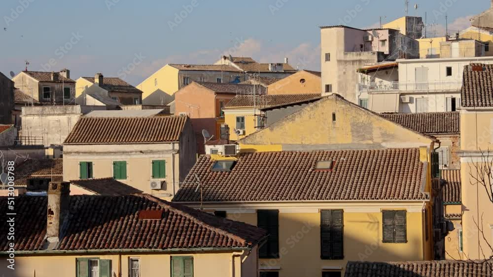 Houses on Tenedos area of Old Town of Corfu city, capital of Corfu Island, Greece Houses on Tenedos area of Old Town of Corfu city, capital of Corfu Island, Greece