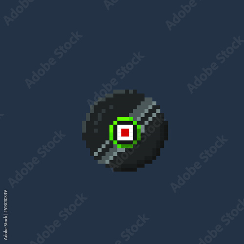 black disc in pixel art style
