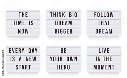 White lightbox with motivation quote. Set of graphic elements. Scalable vector illustration