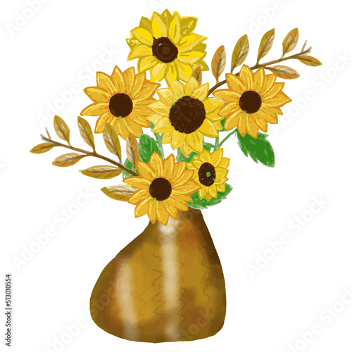 Watercolor flower wreath frame isolated on white background. watercolor flowers collection in the vase