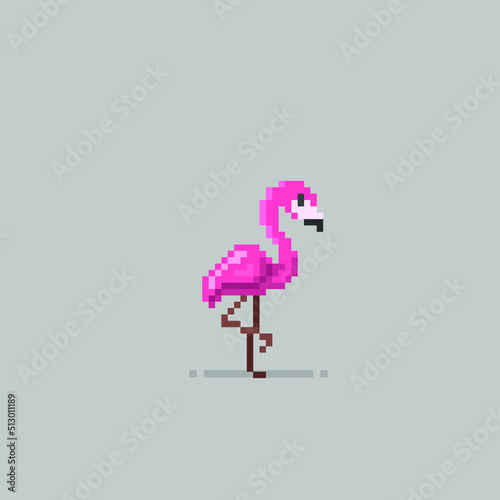 cute flamingo in pixel art style