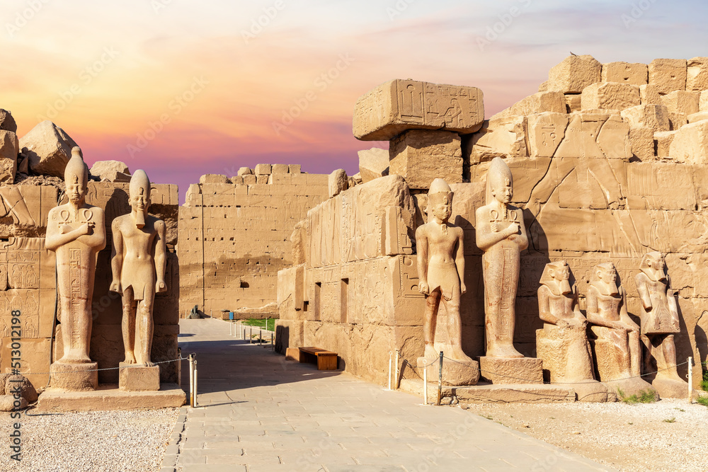 Statues of Thutmes III and Amenhetep II, Great Temple of Amun in Karnak Temple, Luxor, Egypt