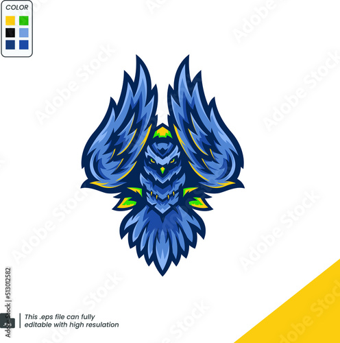 owl mascot logo design vector illustration concept style for badge, emblem, and tshirt printing. owl illustration for e-sports team.