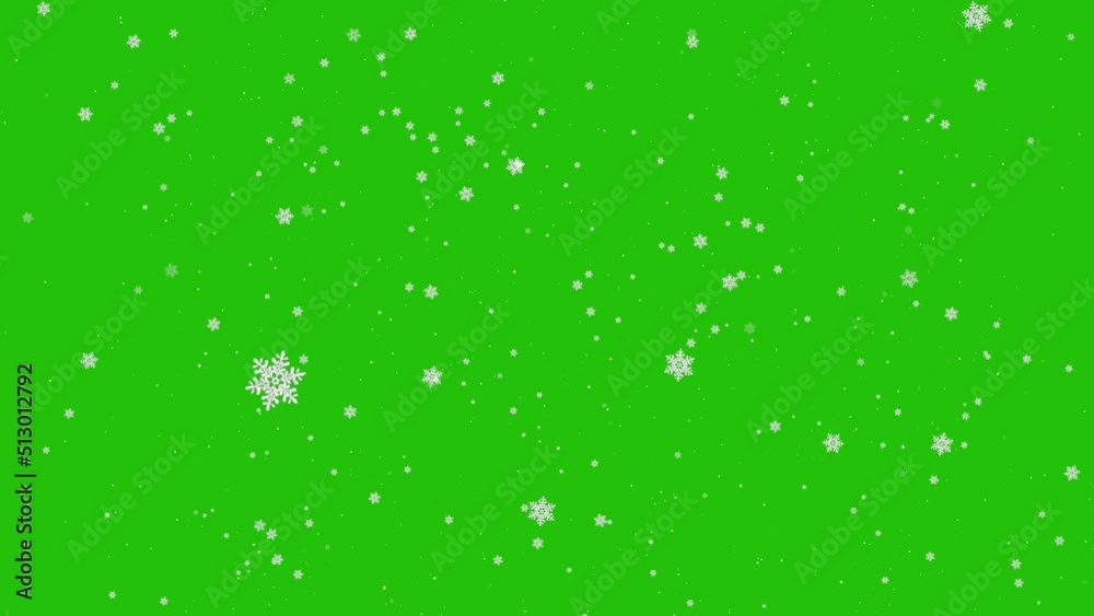 Big big falling snowflakes on green screen background. snowflakes video color key.