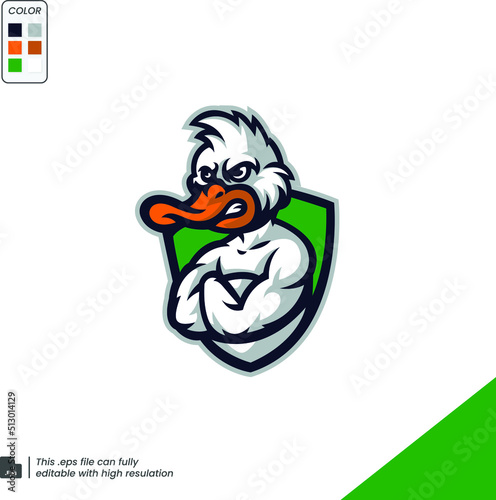 angry Duck hunter esport mascot logo design