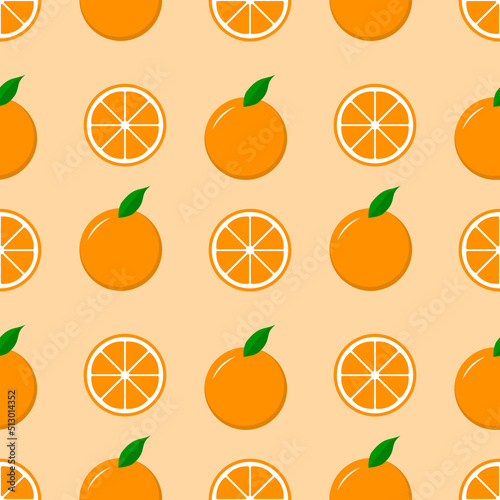 Orange seamless pattern summer season tropical fruit vector cute food flat design for clothing, embroidery design, fabric, wrapping, batik, curtain, carpet, background, wallpaper art, illustration