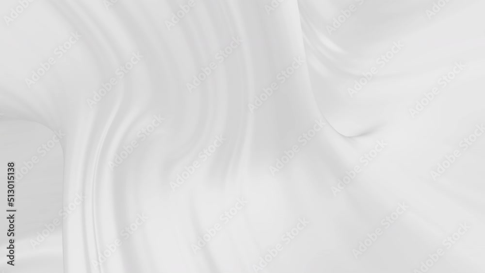 Liquid abstract white background. Smooth glossy texture. Glamour silk backdrop animation. 3D Seamless loop