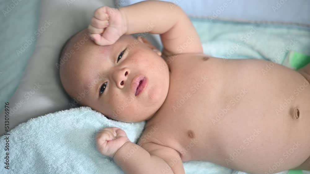 Closeup Asian baby kid childhood infant boy bedroom Closeup Asian baby kid childhood infant boy bedroom