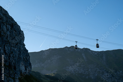 Beautiful view of a cable car in the Alps of Germany