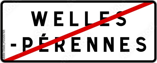 Panneau sortie ville agglomération Welles-Pérennes / Town exit sign Welles-Pérennes photo