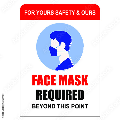 Masks required while on the premises Face mask required sign vector