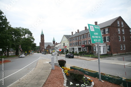 Beautiful view of two streets in the city of Fitchburg, Massachusetts photo