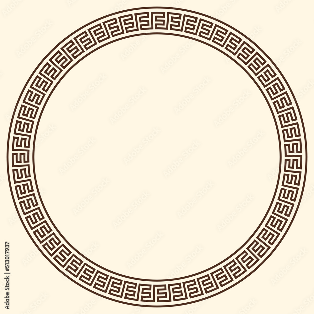 Greek key pattern, round frame. Decorative ancient meander, greece border ornament with repeated geometric motif. Vector EPS10. Greek key pattern, round frame. Decorative ancient meander, greece border ornament with repeated geometric motif. Vector EPS10.
