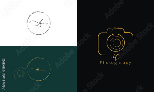 Initial Letter AC with the camera. Logo photography is a simple luxury vector.