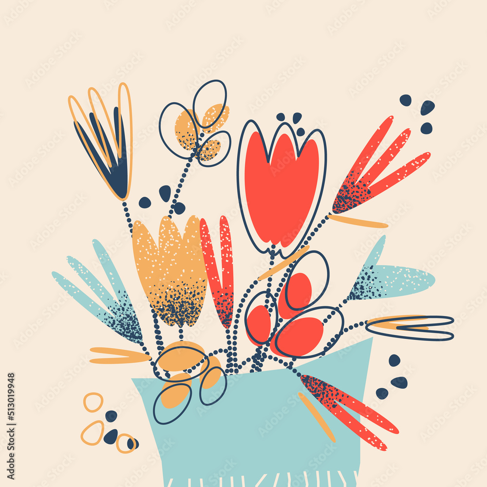 Flowers in a vase. Vector illustration, card, print, design. Flowers in a vase. Vector illustration, card, print, design.