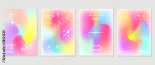 Abstract fluid gradient background vector. Minimalist style cover template with shapes, colorful and liquid color. Modern wallpaper design perfect for social media, idol poster, photo frame.