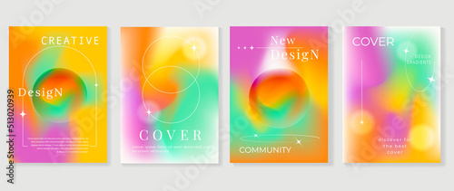 Abstract fluid gradient background vector. Minimalist style cover template with shapes, colorful and liquid color. Modern wallpaper design perfect for social media, idol poster, photo frame.