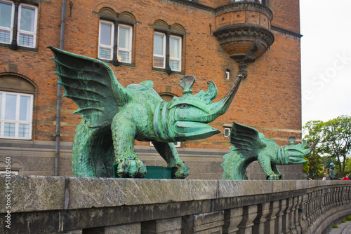 Bronze chimeras near City Hall in Copenhagen, Denmark photo