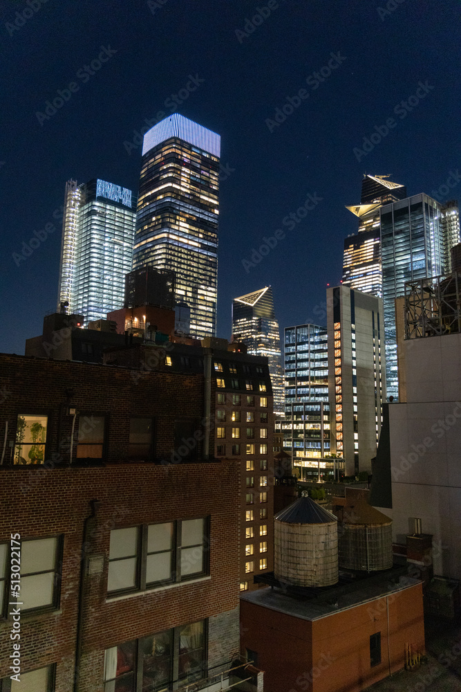 Rooftop view of the skyline of Midtown West in Manhattan