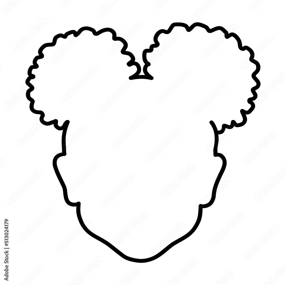 Black African American little small girl outline face portrait .Two puffs ponytails on her head.Vector baby silhouette line drawing,curly wavy hair.Afro hairstyles.Curls.T shirt print.DIY cricut. Black African American little small girl outline face portrait .Two puffs ponytails on her head.Vector baby silhouette line drawing,curly wavy hair.Afro hairstyles.Curls.T shirt print.DIY cricut.