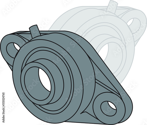 pillow block bearing type UCFL, vector icon 3D design, on white background
