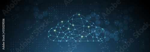 Cloud technology. Integrated digital web concept background