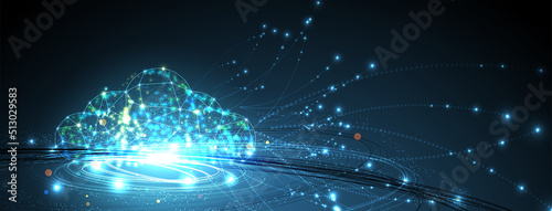 Cloud technology. Integrated digital web concept background