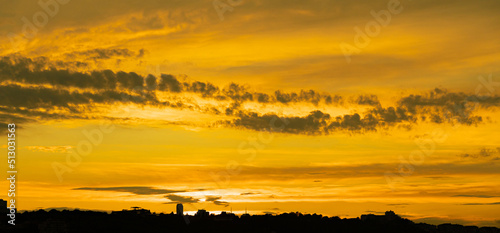 Bright sunset with clouds over istanbul and bosphorus