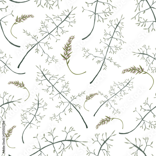 Floral seamless pattern with meadow delicate leaves. Botanical illustrations for scrapbooking  wallpapers  textile  packaging  fashion  background.