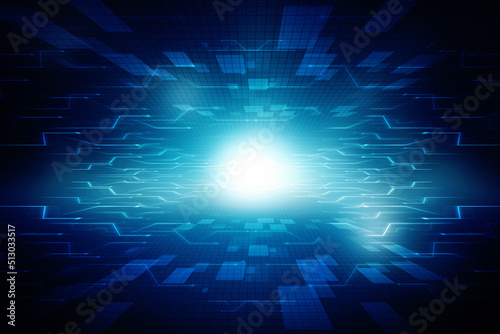 2d illustration Abstract futuristic electronic circuit technology background
