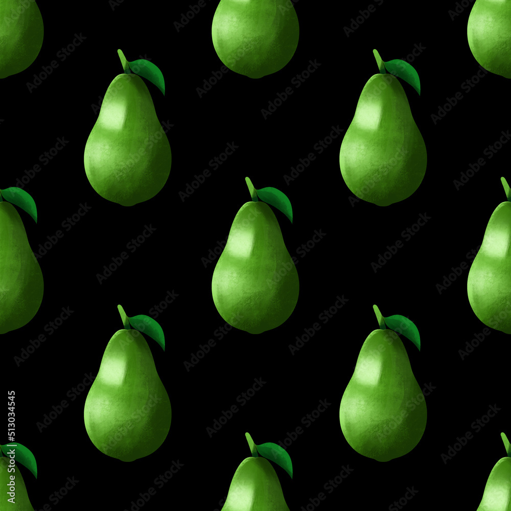 Avocado pattern on a black background Avocado pattern on a black background